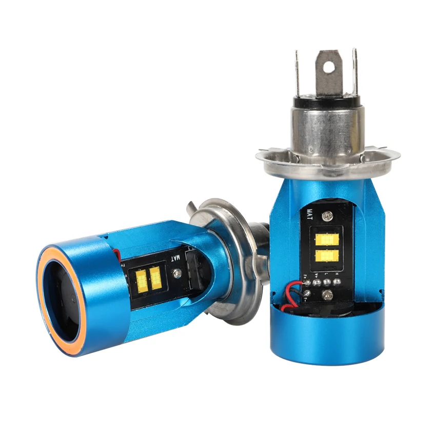 

LED H4 BA20D HS1 Moto Motorcycle Headlight Bulbs Lamp H4 Led Motorbike Electric Car Scooter Lighting Fog lamp With Angel eye