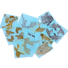 

5 Pcs Animal Tiger Lion Eagle Sticker Self-adhesive Irregular Metal Sticker Uv Epoxy Silicone Mold Filling DIY Craft Jewelry Set