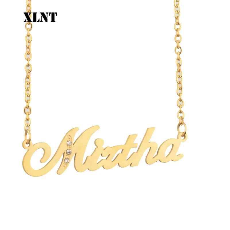 XLNT Mirtha Name Necklace Personalized Custom Pendant Customized Cursive Nameplate For Women Jewelry Gift | Украшения и
