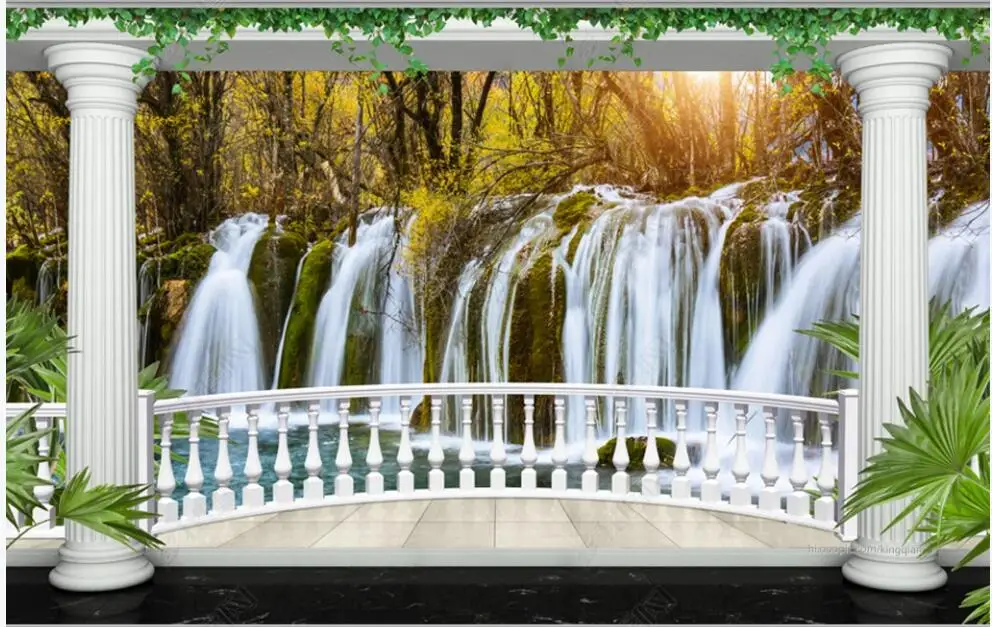 

Custom mural 3d photo wallpaper European style balcony waterfall scenery home decor living room wall paper for wall in rolls