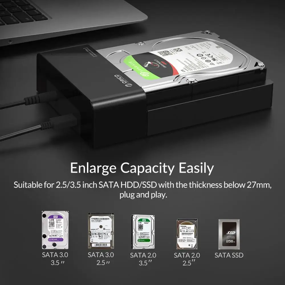 ORICO Тип C HDD корпус SATA для USB 3,1 2,5 3,5 дюймов 10 Гбит/с USB C внешний жесткий диск Док-станция Поддержка UASP 8 ТБ накопители