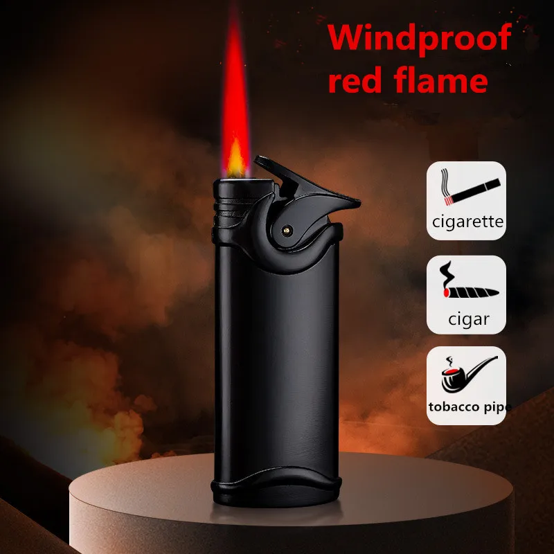 Red Flame Butane Windproof Lighter Creative Personality Metal Torch Cigarette Lighter Cool Lighter Cigar Jet Gas - Lighters - AliExpress