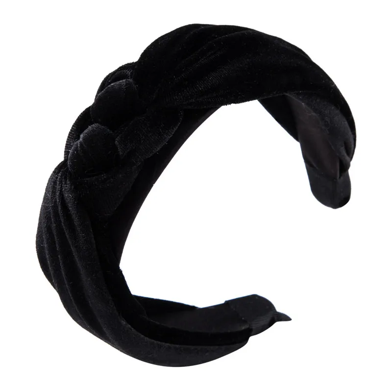 Europe Fan Temperament Solid Color Gold Velvet Knotted Headband Personality Korean Version Headband Hair Accessories H016