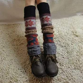 

Fashion Leg Warmers Women Printed Embroidery Warm Knee Leg Winter Socks Warmer Crochet Knit Socks Cuffs Warm Boot High Long O5I4