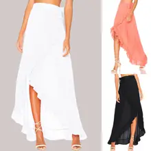 Однотонная длинная юбка Женская высокая талия женская Юбка-миди офисная юбка с рюшами и животным принтом женская летняя Повседневная