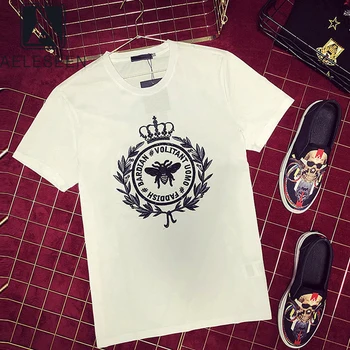 

AELESEEN 2020 Summer Women Tshirt ] Punk Print Short Sleeve Tops & Tees Crown Letter Embroidery Streetwear T-Shirt Female