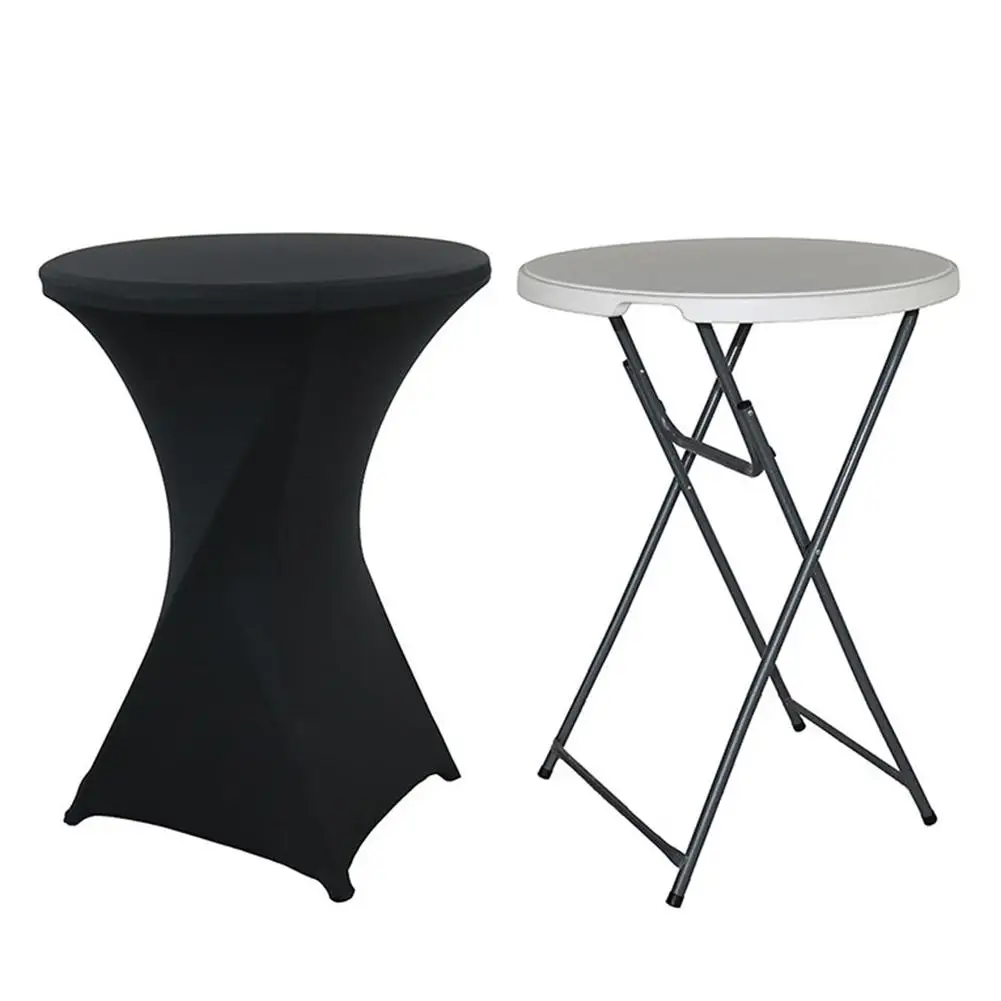 

Folding Round Table Fitted Stretch Polyester Tablecloth Cover Cocktail Bar Decor Dustproof Table Cloth Home Textile Weddin Decor