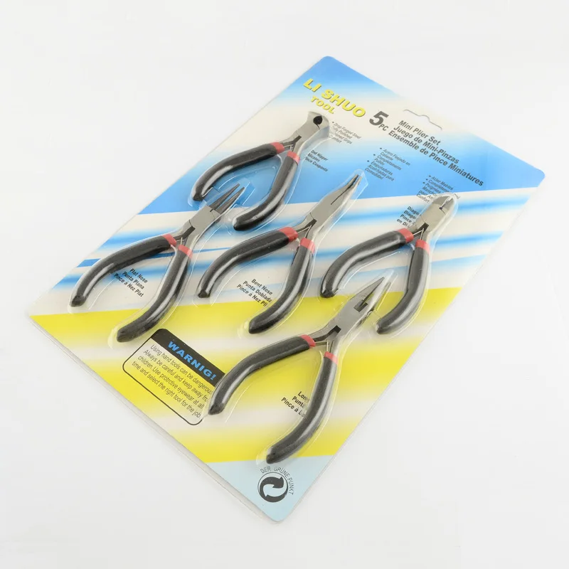

5pcs DIY Jewelry Tool Steel Pliers Sets Round Nose Wire-Cutter End Cutting Side Cutting and Bent Nose Pliers