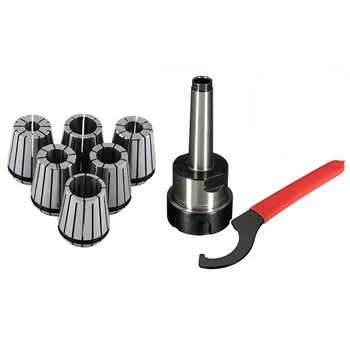 

6Pcs ER32 Spring Collet Set & 1pcs Mt2 M10 Milling Er32 Collet Chuck Holder Fixed with Half-Moon Spanner