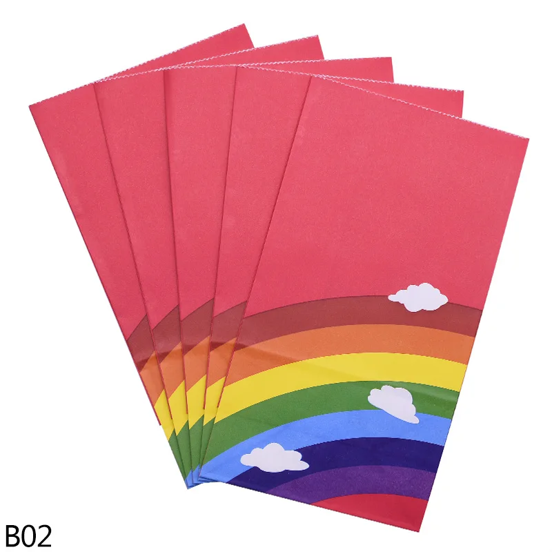 cb02 red rainbow 5/10 штук/упаковка с радужным принтом, в горошек, в полоску, мешок для конфет Рождество Бумага сумка для Одежда для свадьбы, дня рождения печенья Еда мешок подарка украшения для упаковки - Цвет: cb02 red rainbow