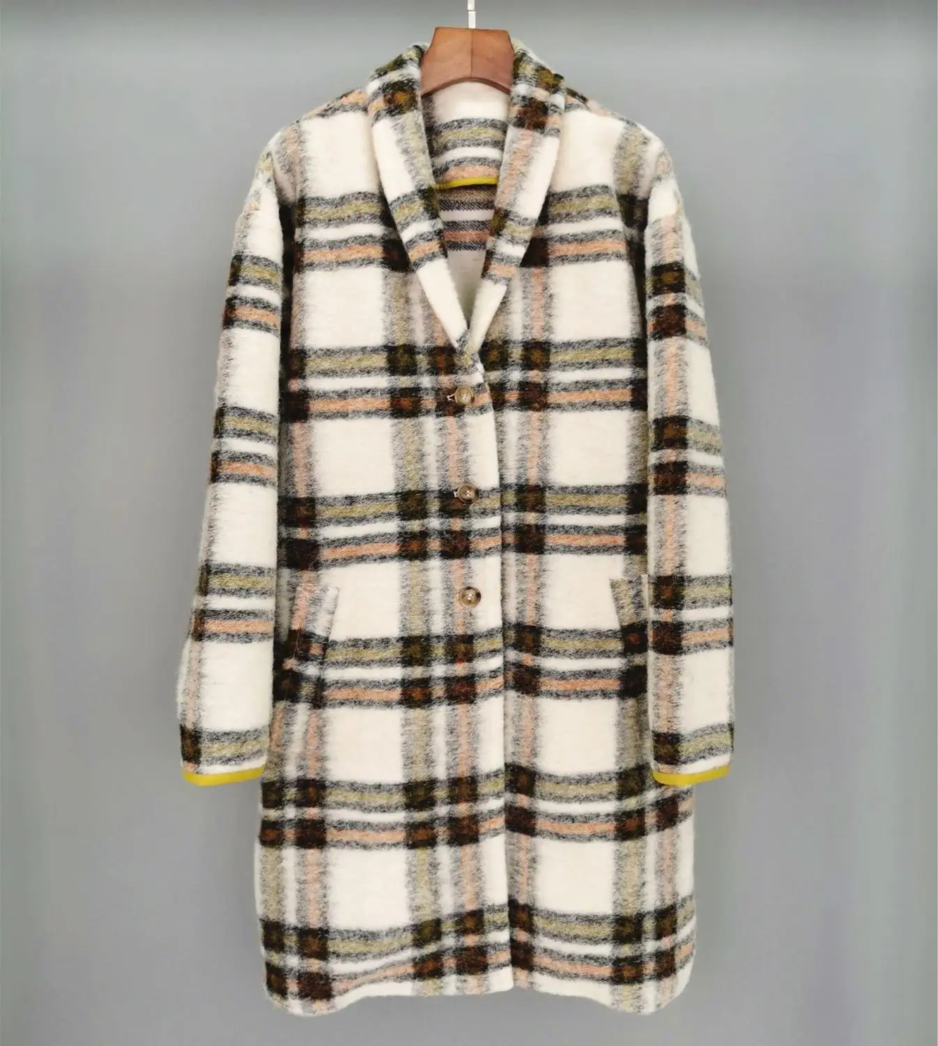 2019FW winner Новая женская Клетчатая Шерстяная Куртка Женский жакет в стиле кэжуал Высококачественная Верхняя одежда Пальто gdnz 8,27