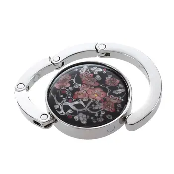 

Round floral pattern plum blossom Folding bag holder hanger hook