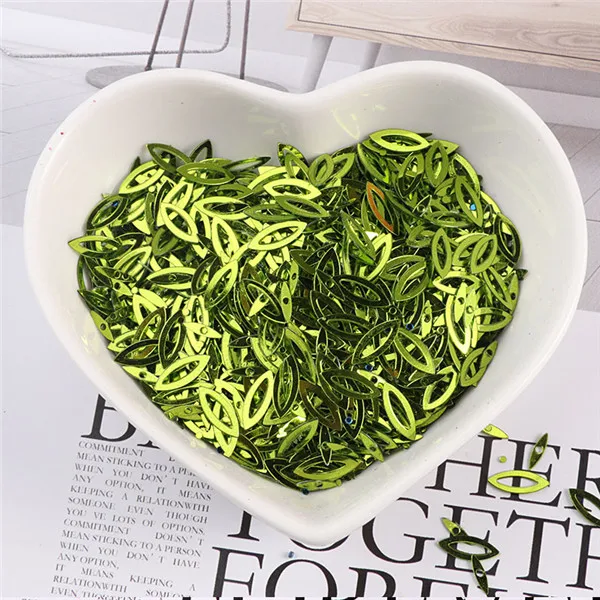 100Pcs/Pack 3*9MM Hollow Horse Eyes Sequins PVC Paillettes DIY Wedding Sewing Sequin Craft Garment Lentejuelas Accessories Light Green