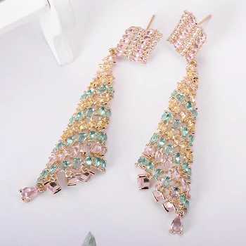 

XIUMEIYIZU Irregular Drop Earrings Wedding Engagement Elegant Spiral Volume Hanging Earring Multicolor Zirconia Banquet Jewelri