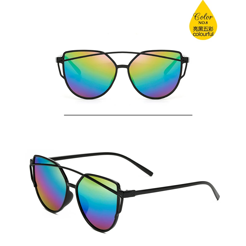 RBROVO женские Солнцезащитные очки женские модные кошачьи конфеты Солнцезащитные очки женские зеркальные классические ретро очки Feminino Oculos De Sol - Цвет линз: Black Rainbow