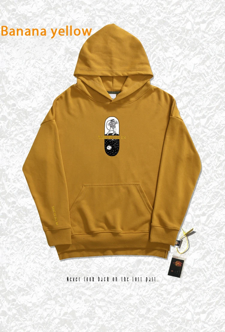 Пальто с капюшоном в стиле хип-хоп, популярная скейтборд улица hoodiescustom астронавт мультфильм печати длинный рукав ворс and fabric leisure Толстовка