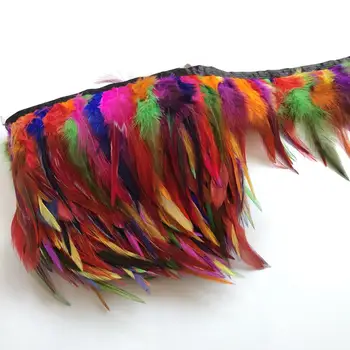 

Wholesale 50 Meters 8-12 cm long Mixed Color natural cock feathers ribbon For wedding party dress decoration accessories