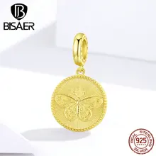 Подвески в виде бабочек, бисаер, 925 пробы, серебро, Бабочка, пчела, монета, бусины, Подвески, подходят для браслетов, серебро, 925, оригинальные ювелирные изделия EFC104
