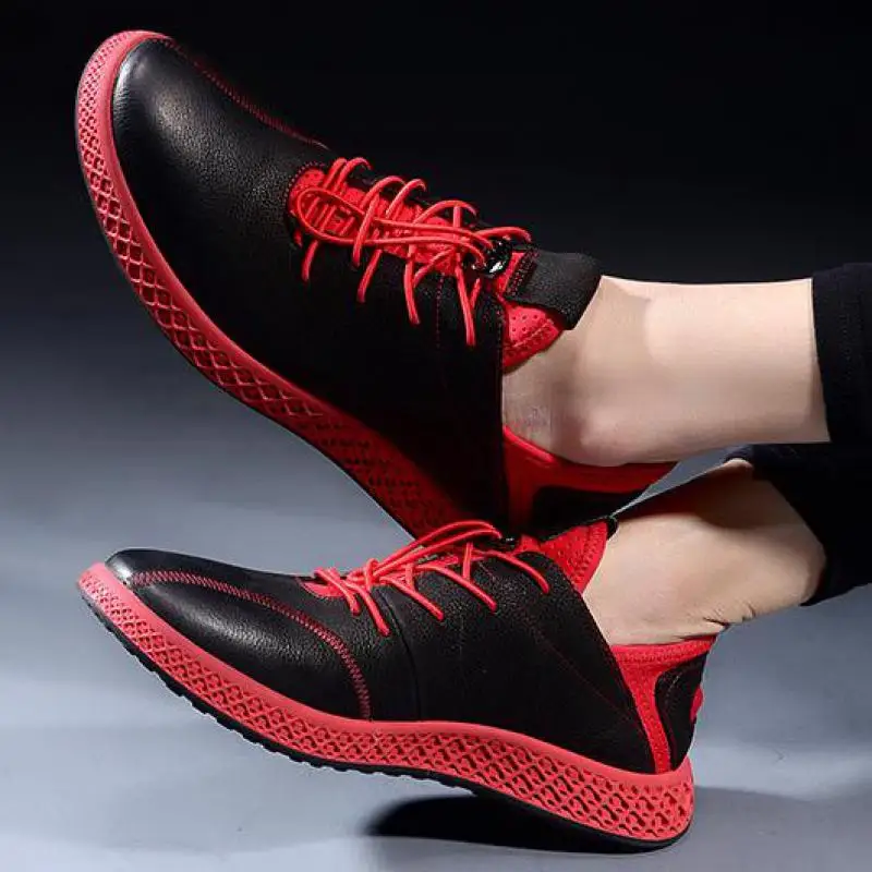 red leather sneakers mens