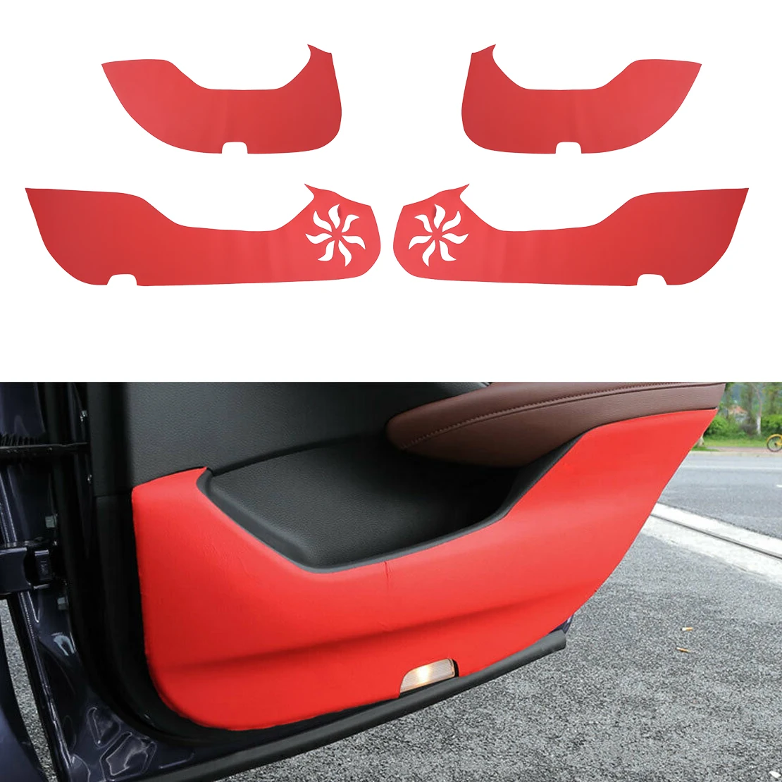 CITALL, 4 шт., подходят для Honda Accord, из искусственной кожи, красный цвет, для двери автомобиля, защита от ударов, накладка, защитная пленка, покрытие, наклейка