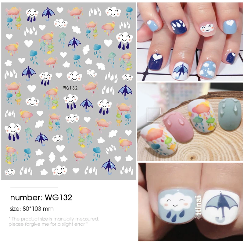 HNUIX, новинка, 3d наклейки для ногтей, цветы, мотивы, лак для ногтей деколь декорации, дизайн ногтей, наклейки для ногтей - Цвет: WG132