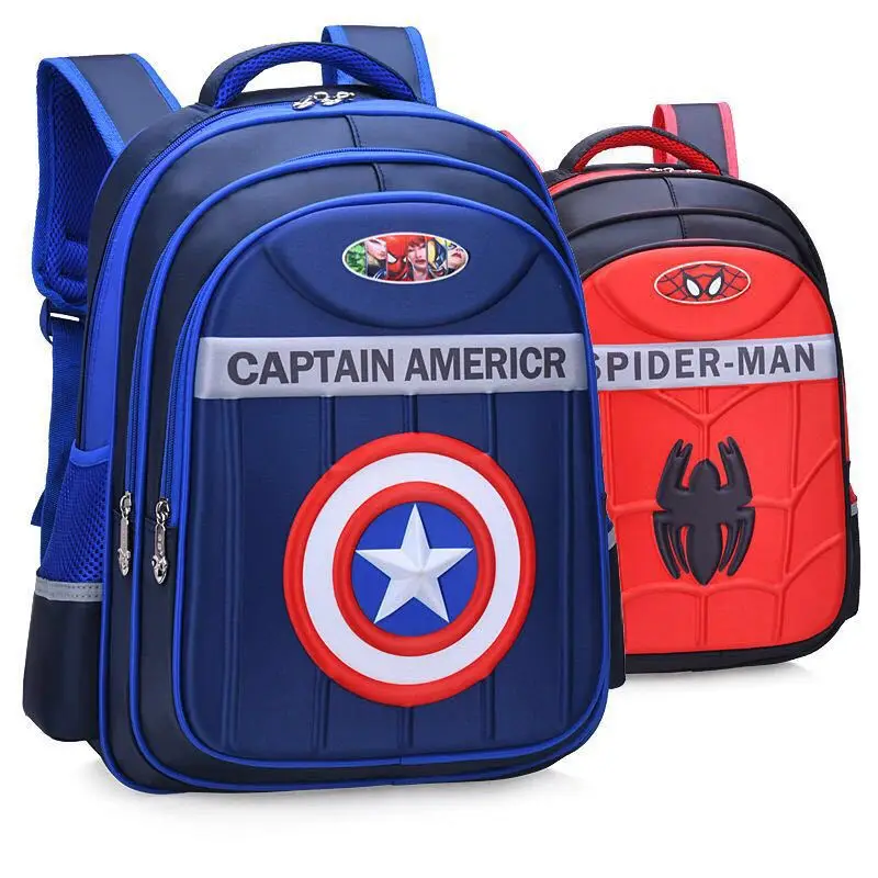 

America Captain Waterproof Spine-Burden Relieving Schoolbag Schoolbag for Elementary School Students 1-3-6 Grade Backpack School