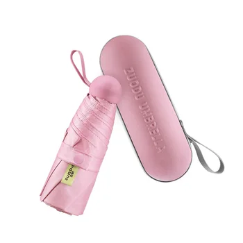 

Mini Sun Capsule Umbrella Ladies Parasol Mini Pocket Uv Protection Umbrella Black Coating 5 Fold Womens Umbrellas Beautiful