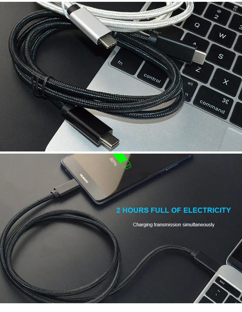 Кабель для быстрой зарядки и передачи данных с одной головкой Usb type-C PD Line USB-C линия для зарядки с металлическим корпусом USB3.1Gen2 видео Линия Emark 5A 100 Вт