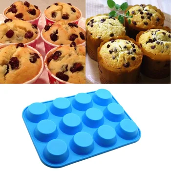 

12 Cup Silicone Muffin pan &Cupcake Baking Pan Non-Stick silicone cake mold round Mini Muffin Pan form