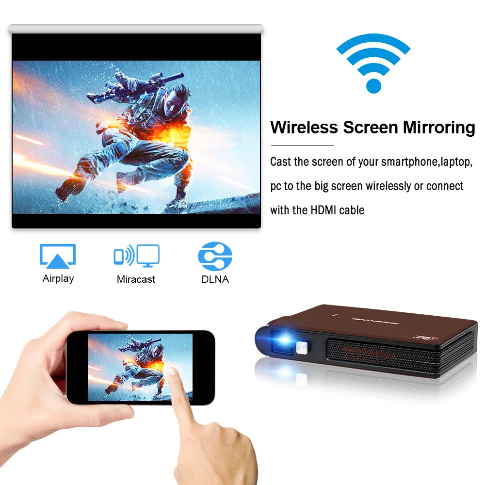 Caiwei S6W Портативный карманный мини 3D DLP проектор LED Поддержка Full HD видео WIFI