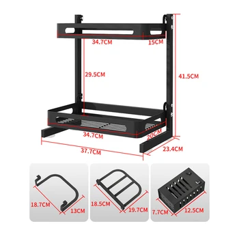 

2 Tiers Stainless Steel Seasoning Shelf Kitchen Storage Rack (with Cutter Holder + Cutting Board Holder + Chopsticks Basket)