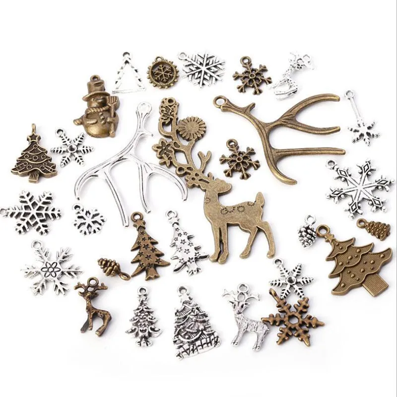 mixed christmas 100 г античное серебро/бронза смешанные Рождественские Подвески для DIY ожерелье браслет изготовление и изготовление ювелирных изделий - Окраска металла: mixed christmas