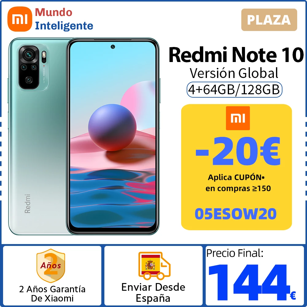 Precio bajo -20€ Código: 05ESOW20 ,Versión Global Xiaomi Redmi Note 10 64GB/ 128GB Pantalla AMOLED Snapdragon 678 48MP Quad Cámara 33W inteligente de carga rápida Note10 qxQKMDek0z7