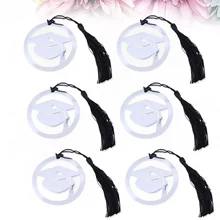 

10Pcs Stainless Steel Page Marker Doctoral Shaped with Black Tassel Graduation Gifts (Silver)