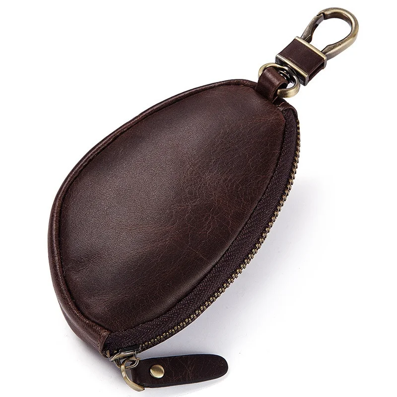 Из натуральной кожи Для мужчин Key Holder бумажник на молнии ключи от машины цепь