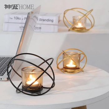 

Europe Candle Holder Wedding Centerpieces Christmas Candelabra Nordic Style Wrought Iron Geometric Candle Holders Metal 50ZT012