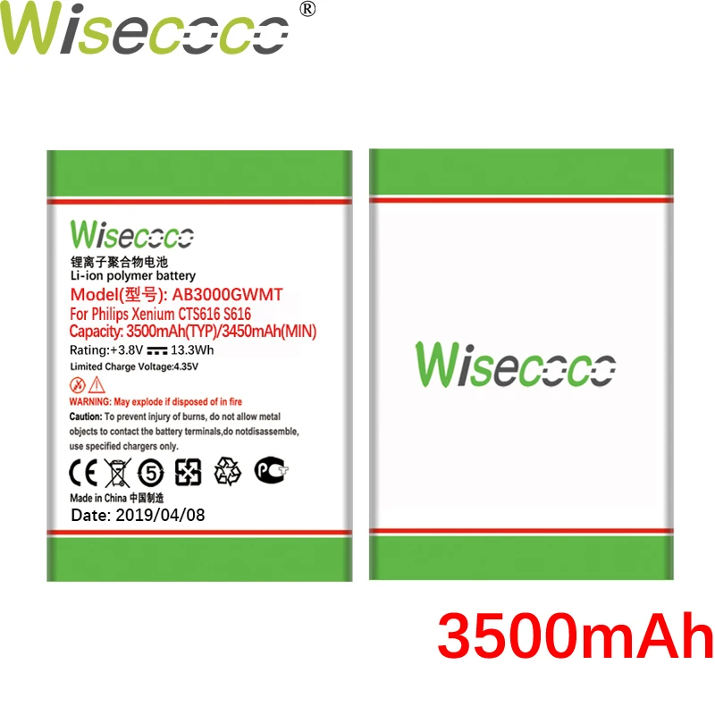 Wisecoco 3000 мАч AB3000GWMT батарея для Philips S616 сотовый телефон+ номер отслеживания