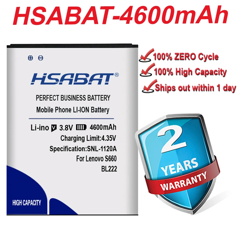 HSABAT 4600mAh Battery for Lenovo S660 S668T Mobile Phone Batteries