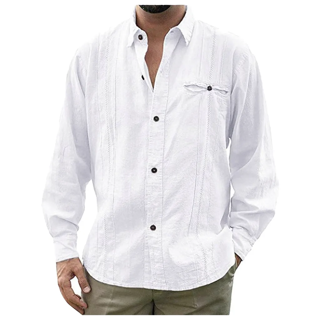 Модные мужские рубашки camisa повседневные с длинным рукавом мужские blusetop с отложным воротником на пуговицах однотонные пляжные рубашки мужские рубашки