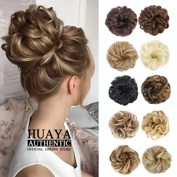 

HUAYA Wavy Curly Chignon Hairpieces Synthetic with Rubber Band Messy Scrunchies Hair Bun Hair Extension Hair Ring