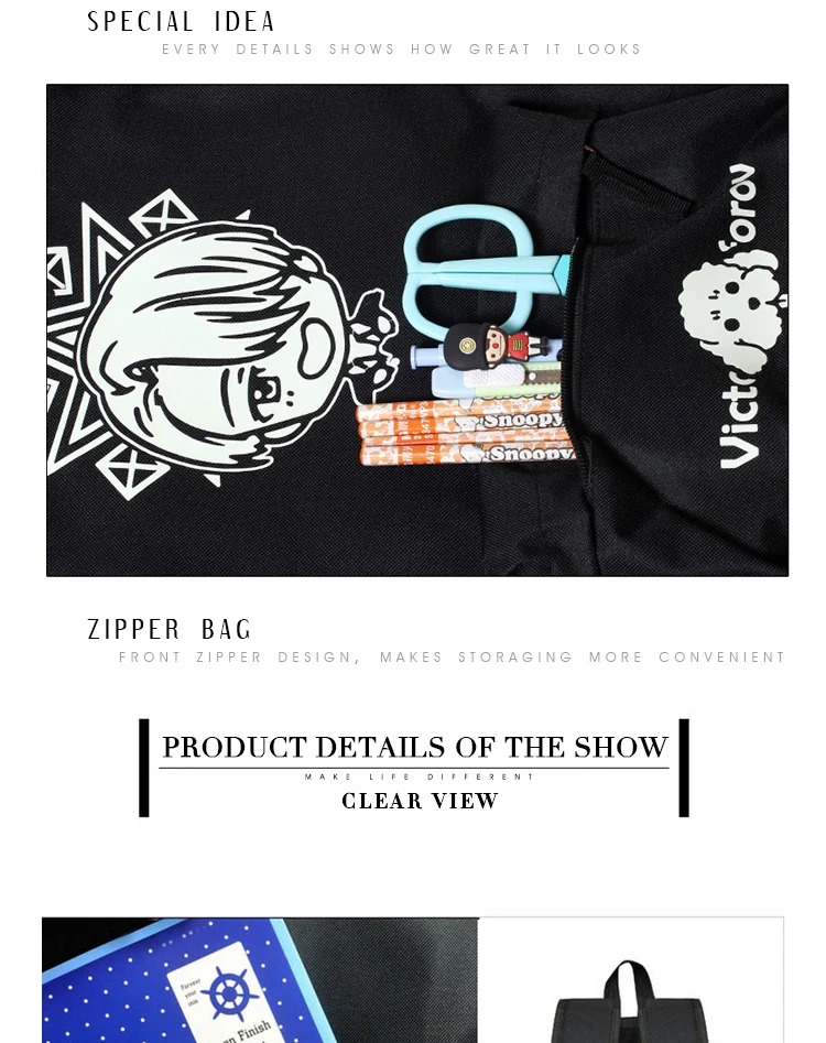 YURI on ICE Backpack Yuri Katsuki Victor Nikiforov Manga Design School Bag (10)