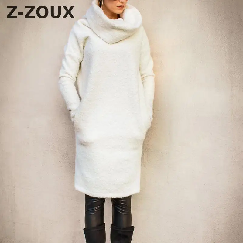 Negligencia petróleo genéticamente Z ZOUX vestido de mujer de cuello alto de manga larga vestido de lana Polar  todo fósforo de fondo vestido blanco más tamaño Otoño Invierno 2019 nuevo  XL|Vestidos| - AliExpress