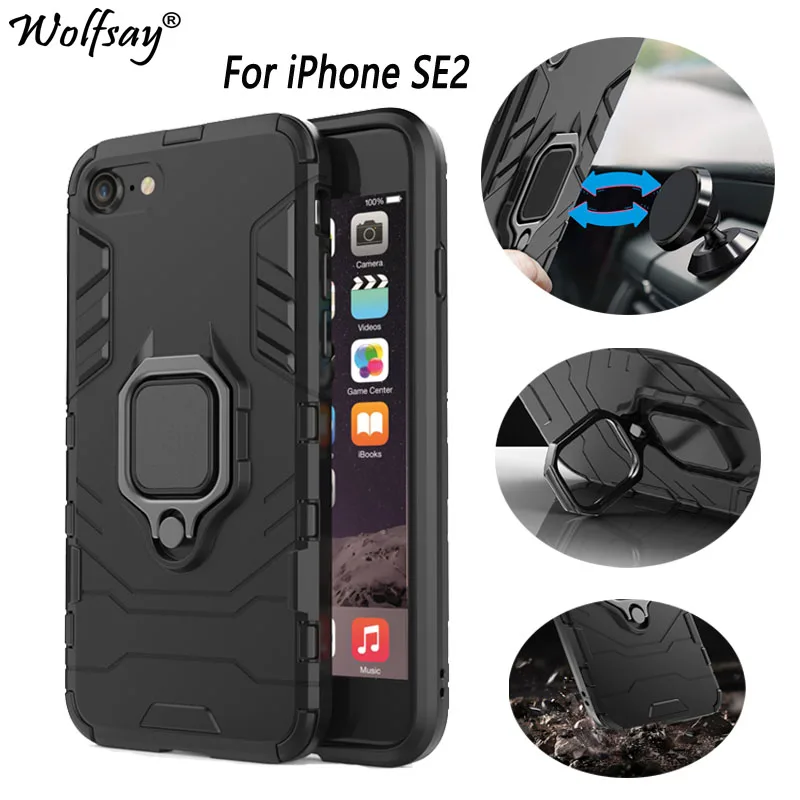 

For iPhone SE2 Case Cover iPhone SE2 Goyar Armor Magnetic Suction Stand Shockproof Full Edge Bumper Case For iPhone SE2 SE 2