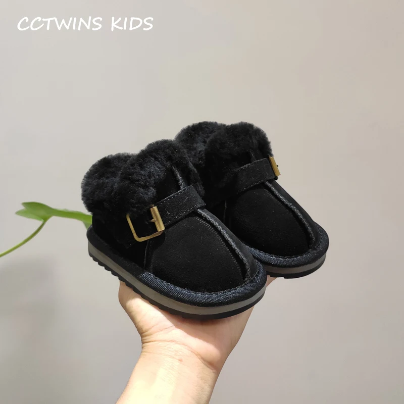CCTWINS/детская обувь; коллекция года; Сезон Зима; модные теплые зимние ботинки для девочек из натуральной кожи; мягкая обувь для малышей; черные короткие ботинки; SNB045