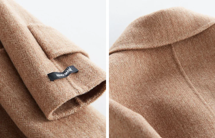 Осенне-зимнее Новое двухстороннее облегающее шерстяное пальто, длинное шерстяное пальто в Корейском стиле, женское