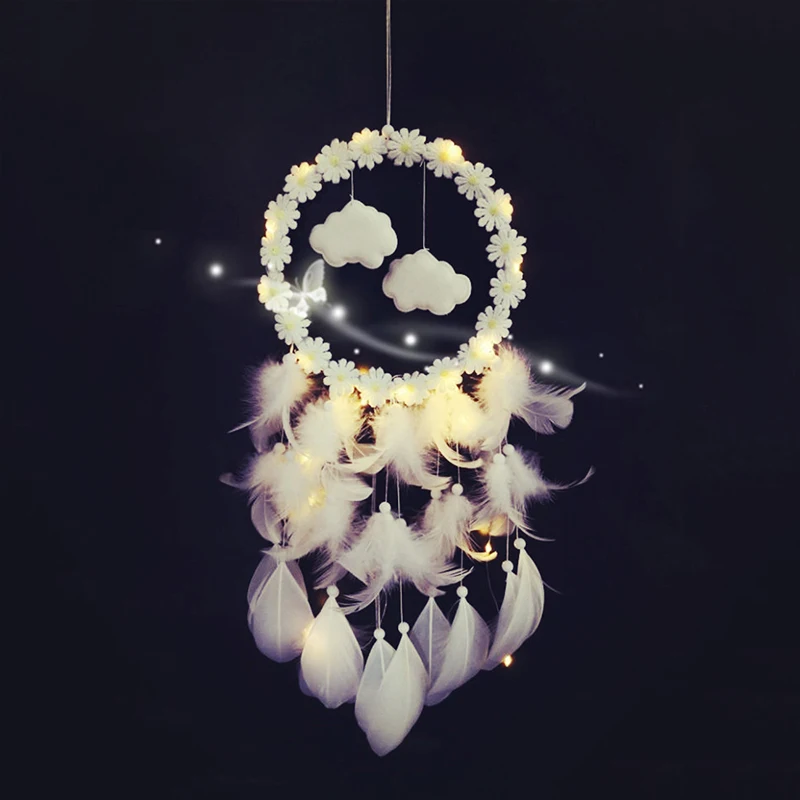 LED Light Wind Chime Flaky Clouds Car Gift Window Wedding Dreamcatcher Luminescent Girl Christmas Decoration