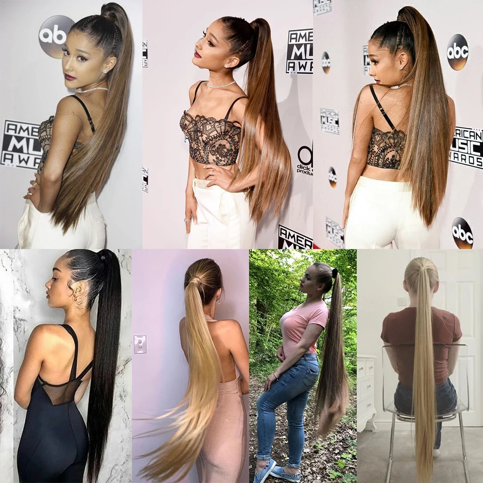 TALANG Long Straight Ponytail Hairpiece 85cm Female Clip Hair Tail False Hair With Hairpins Synthetic Extensions