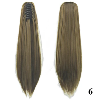 Soowee 24inch Long Gray Blonde Wavy Clip on Hairpiece Extensions Pony Tail High Temperature Fiber Synthetic Hair Claw Ponytails 6