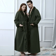 Армейский зеленый двойной теплый зимний халат мужской ультра длинный плотный теплый халат мужской женский плюс толстый размер свободный банный Халат