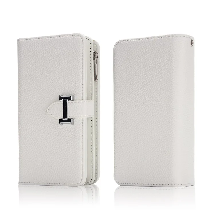 White Чехол-книжка из искусственной кожи для iphone 7, 6, 6 S, 8 Plus, 2 в 1, многофункциональный чехол-бумажник для iphone 11 pro, X, XS, Max, XR, съемная сумка для телефона - Цвет: White